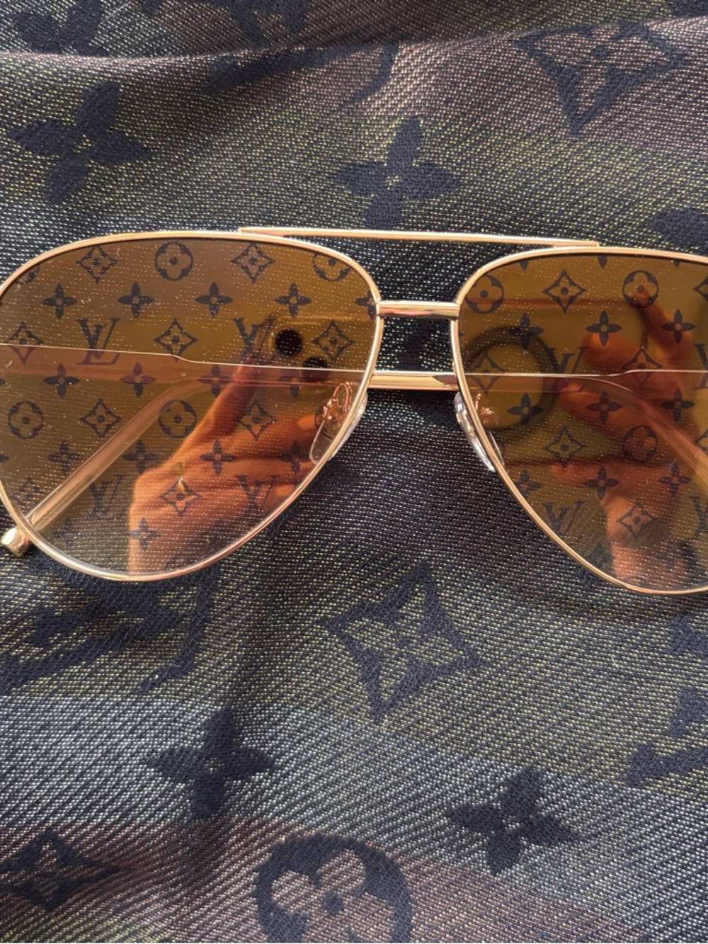 Louis Vuitton Gold Frame Aviator Sunglasses with Brown Lenses